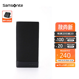 Samsonite 新秀丽 男士长款钱夹商务休闲多功能时尚牛皮钱包礼盒 送老公送男友 TK6*09005 黑色