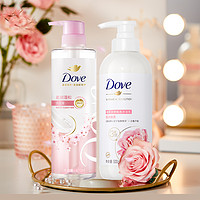 Dove 多芬 植萃樱花无硅油洗发水 洗发露470ml+植萃玫瑰淡香浴露500g