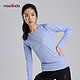 macondo 马孔多 女子印花网布拼接长袖T恤 马拉松跑步运动上衣 吸湿速干