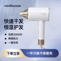 欧点（oudim）学生宿舍吹风机直筒恒温电吹风负离子吹风筒大风量速干电风吹 冷热风 礼物送女朋友老婆 白色 2000W