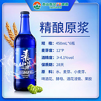 taishan 泰山原浆啤酒 精酿整箱蓝色极光12°度全麦芽酿造450mL*6瓶装28天