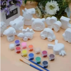 beikemaila 贝可麦拉 儿童手工DIY石膏娃娃 10个随机白坯+12色颜料+2画笔