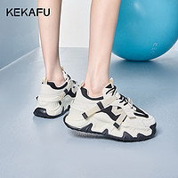 KEKAFU 珂卡芙 老爹鞋2023新款女款厚底女鞋黑白熊猫鞋夏季透气休闲运动鞋