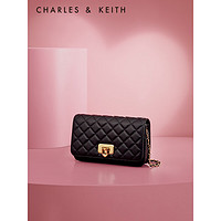 CHARLES & KEITH CHARLES&KEITH;生日礼物粗花呢菱格链条小方包单肩斜挎包包女包女士CK2