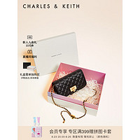 CHARLES & KEITH CHARLES&KEITH;粗花呢菱格链条小方单肩斜挎包女包新CK2-70160131 Black S