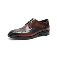 Pierre Cardin/皮尔卡丹男轻质商务正装皮鞋真皮系带布洛克鞋