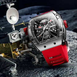 geya 格雅表 格雅(geya)手表男酒桶型全镂空机械品牌男士国表赤焰火星