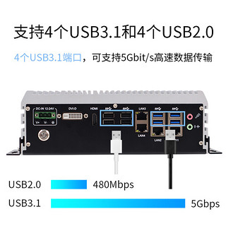 AICSHTER 讯圣酷睿6-7代视觉无风扇嵌入式车载工控机迷你微型工控机电脑主机EC-1430/G4400/8G/240G固态