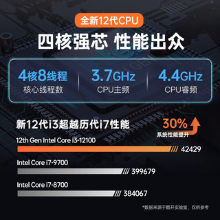 coocaa 酷开 创维电脑  英特尔台式电脑商务办公家用主机（12代酷睿i3-12100 16G 512G SSD 无线WiFi 5G）