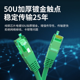 HAILE 海乐 内外网转接非屏蔽六类专网跳线2米绿色HT-913D-2M