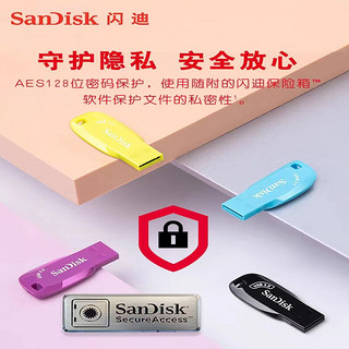 闪迪u盘 酷邃CZ410 闪存盘USB3.2高速U盘加密电脑系统小巧便携商务办公学习优盘 蝴蝶蓝64G