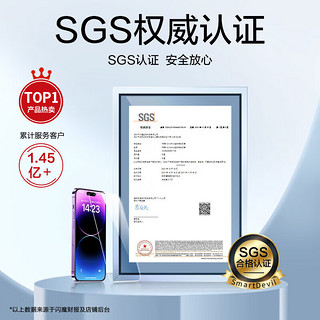 SMARTDEVIL 闪魔 苹果钢化膜 iPhone手机膜 全屏无黑边高清防爆强抗指纹简易操作秒贴膜 14promax2套装