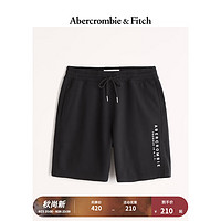 ABERCROMBIE & FITCH男装 美式潮流毛圈布印花Logo休闲宽松直筒运动短裤 326170-1 黑色 L (180/86A)