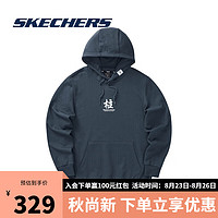 SKECHERS 斯凯奇 鬼灭之刃联名系列春季男女印花连帽卫衣L422U051 海军蓝色 L