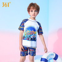 361° 361度 儿童泳衣男童中小童短袖分体泳衣卡通印花速干泳装