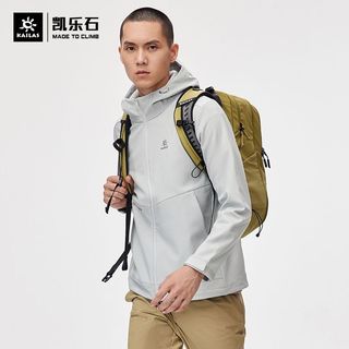 KAILAS 凯乐石 户外运动软壳衣男款秋冬防泼水加绒连帽徒步登山外套