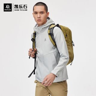 KAILAS 凯乐石 户外运动软壳衣男款秋冬防泼水加绒连帽徒步登山外套