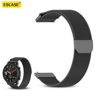 ESCASE 小米Watch S1/S2手表表带S1Pro米兰尼斯男女手环腕带运动款替换带表链 磁吸款46mm黑色