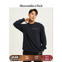 ABERCROMBIE & FITCH男装女装情侣 美式休闲街头风胶印纯色长袖T恤322950-1 藏青色 S (175/92A)