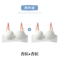 芬腾可拆卸肩带文胸聚拢无钢圈防下垂上托无痕裹胸罩舒适内衣两件装-J 香槟+香槟 32/70AB
