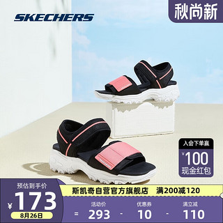 SKECHERS 斯凯奇 Dlite Sandal 女子凉鞋 119239/BKPK 黑/粉 37