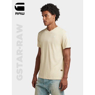 G-STAR RAW23基础款V领罗纹针织有机棉刺绣T恤男D16412 浅褐色 S
