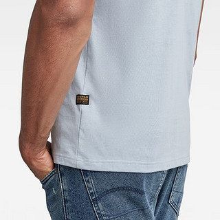 G-STAR RAW夏季基础款有机棉男士圆领t恤上衣短袖平纹针织修身D16411 水蓝色 L