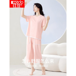 红豆男装 红豆（Hodo）情侣睡衣纯棉短袖休闲可外穿夏薄款家居服套装