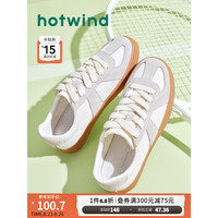 热风 hotwind2023年春季新款女士时尚休闲板鞋复古拼色德训鞋简约通勤女鞋 复古拼色（米色3549） 38