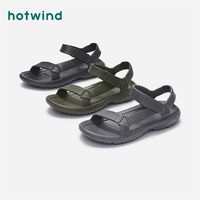 热风 hotwind男鞋2023年夏季新款男士时尚休闲凉鞋百搭舒适简约黑色沙滩鞋