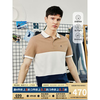 Hush Puppies暇步士男装2023夏新款运动撞色休闲翻领Polo短袖 020浅啡2 M