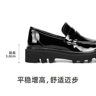 J&M快乐玛丽乐福鞋女厚底舒适软底镜面牛皮百搭通勤风休闲JK单鞋