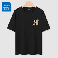 真维斯（JEANSWEST）白色冰丝网眼短袖T恤男夏季新款潮牌宽松休闲百搭轻薄透气速干衣 黑色 复古m_K XL