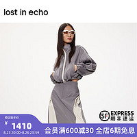 lost in echo2023秋冬新款拼色抽绳运动短款外套 灰色 S