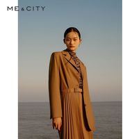 MECITY女装冬季新款宽松直筒通勤商务后背纽扣设计西装外套女