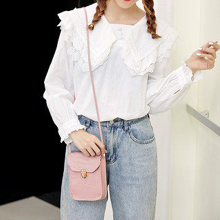 莫尔克（MERKEL）夏新款女式单肩斜挎包时尚韩版女包包锁扣手机零钱袋 粉色