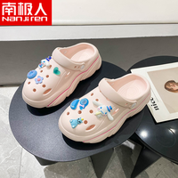 NANJIREN/南极人女鞋春夏卡通纯色洞洞鞋可爱玉桂狗踩屎感拖鞋软