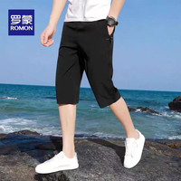 罗蒙(ROMON)七分裤男士夏季新款舒适透气快干休闲短裤Q 黑色 2XL