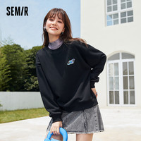 森马 Semir卫衣女圆领春秋基础连帽韩版学院翻领宽松针织衫女生甜酷上衣