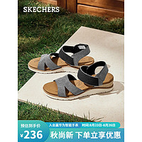 SKECHERS 斯凯奇 凉鞋女露趾时尚休闲轻质魔术贴女鞋114001 BLK黑色 39