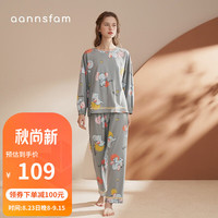 安之伴 长袖长裤休闲宽松版圆领卡通舒适可外穿家居服套装