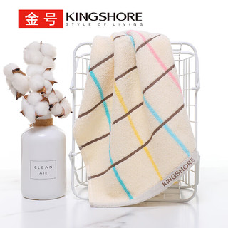 KINGSHORE 金号 毛巾纯棉成人洗脸巾 简约方格A类毛巾 加厚男士女士擦脸巾 2条装