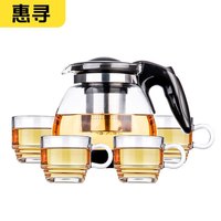 惠寻 茶壶玻璃泡茶壶耐高温加厚花果茶壶茶具不锈钢过滤网茶水壶杯子 沁雅茶具5件套