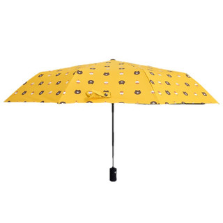 JINGDONG 京东 小熊卡通雨伞 晴雨两用伞三折双人便携雨伞 熊自动黄色
