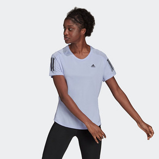 adidas 阿迪达斯 官方女装速干跑步运动上衣圆领短袖T恤H30042 浅紫 A/M