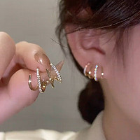 蜗牛不慢 新品耳环小众设计感网红耳饰防过敏925银针时尚四爪耳钉 银色