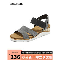 SKECHERS 斯凯奇 凉鞋女露趾时尚休闲轻质魔术贴女鞋114001 BLK黑色 36