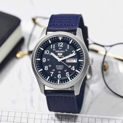 seiko精工5号自动机械表光明战将帆布带男表snzg151107香港直邮