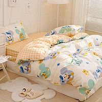 88VIP：Disney 迪士尼 家纺四件套学生宿舍床单三件套秋冬季纯棉床上用品全棉被套