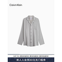 Calvin Klein 内衣秋冬男士时尚休闲格纹纽扣翻领舒适家居长袖睡衣NM1428O P7A-鸽子灰 M